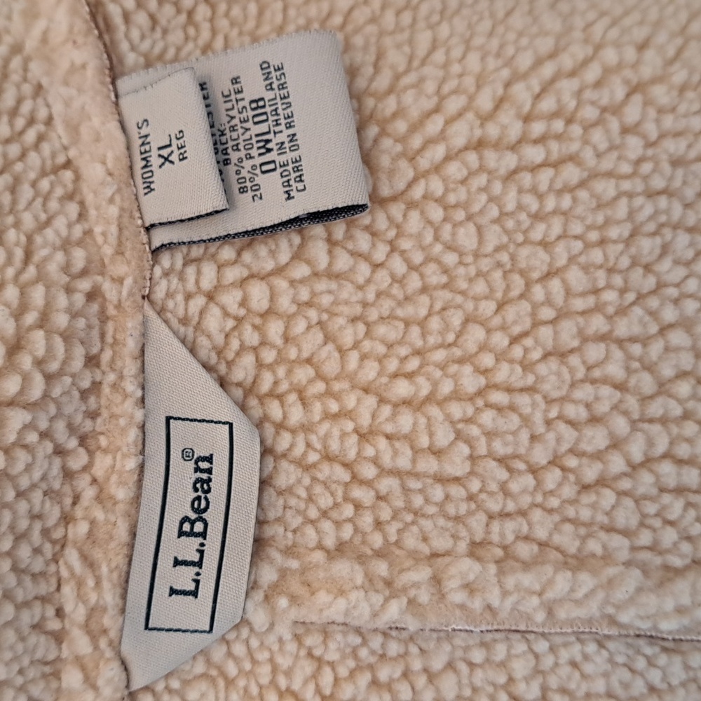 L.L.Bean Womens Classic Faux Brown Suede Button Down Vest Sherpa Style Lined LG - Picture 6 of 9
